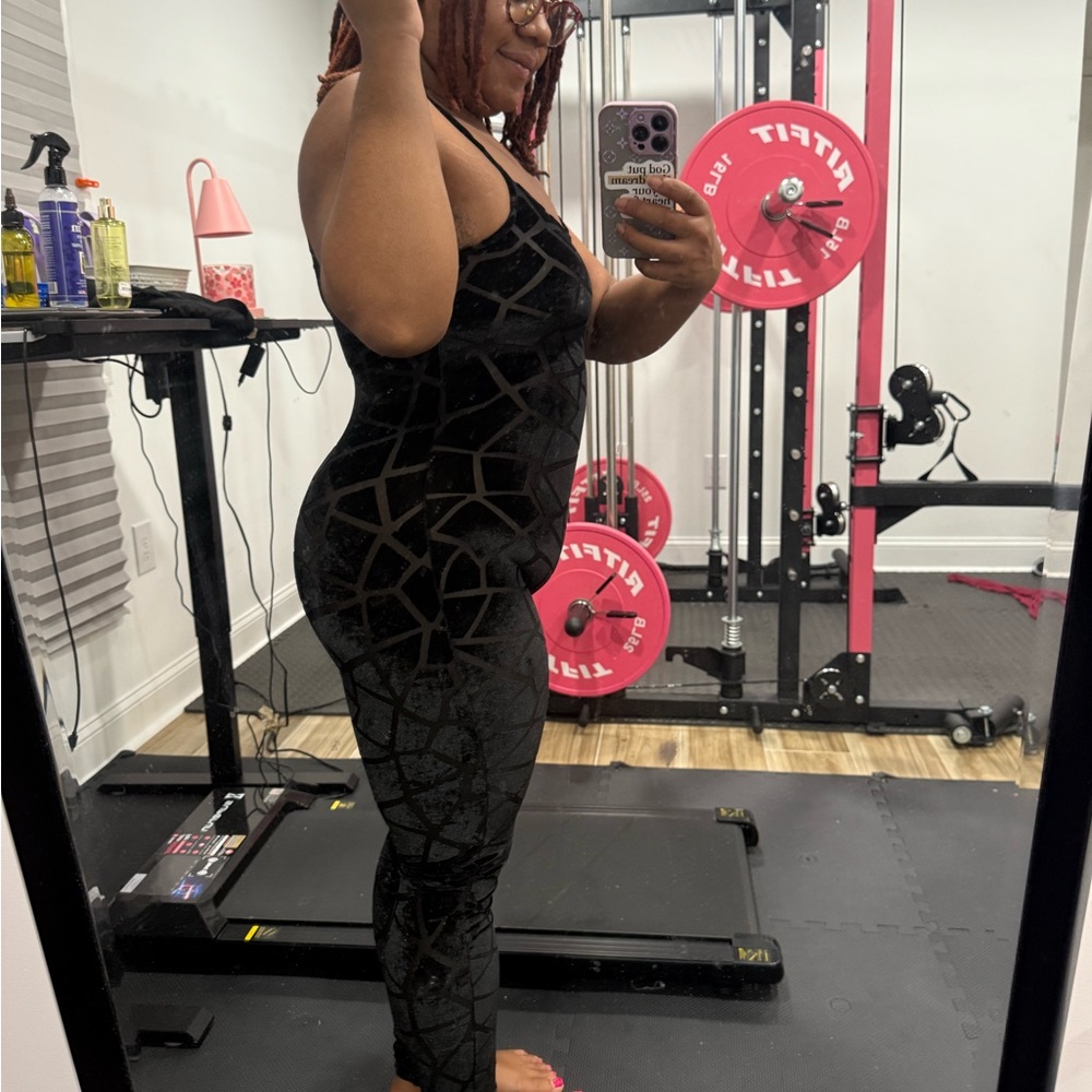 Black Geometric Patterned Jumpsuit